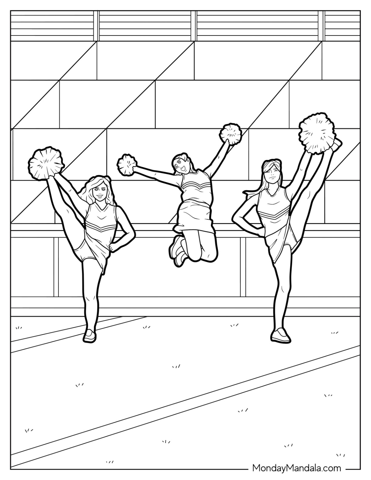 Cheerleading coloring pages free pdf printables