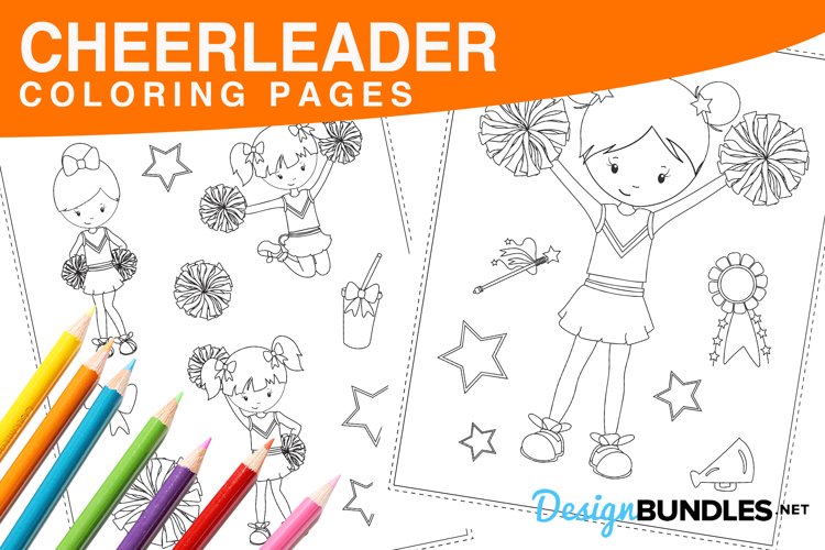 Cheerleader coloring pages design bundles