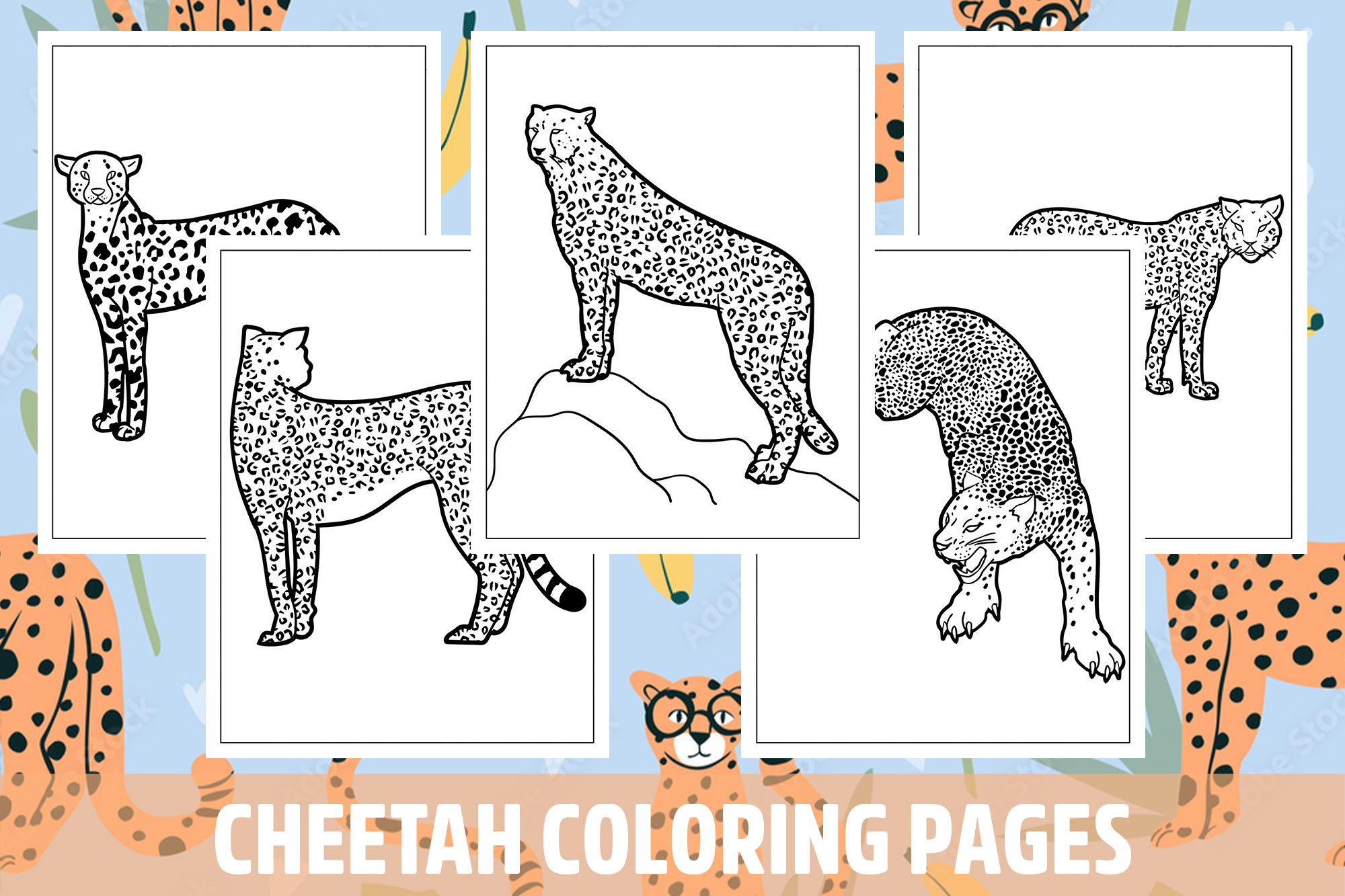 Cheetah coloring pages for kids girls boys teens birthday school activity made by teachers