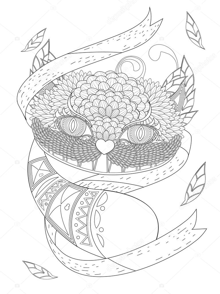 Smile cat coloring page stock vector by kchungtw