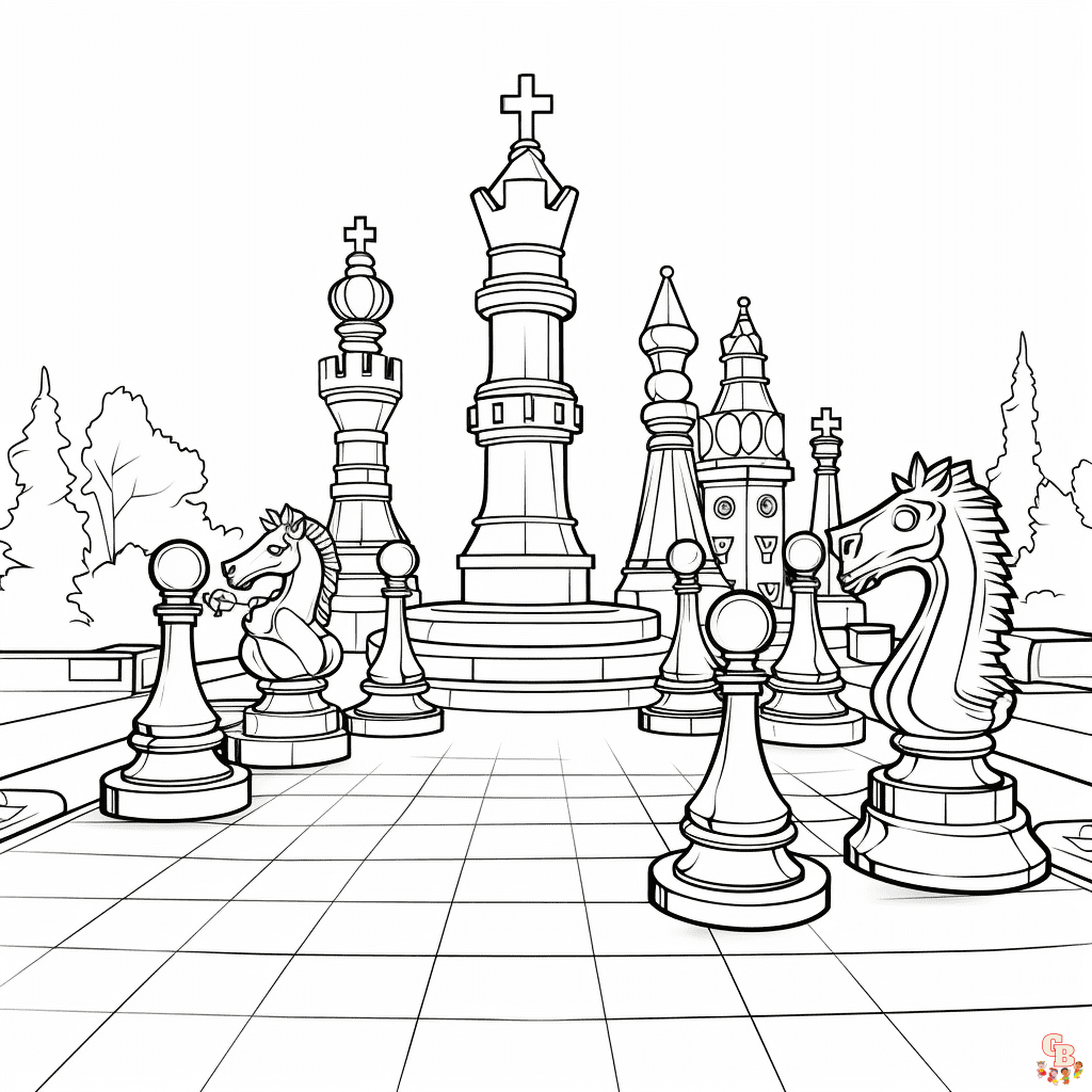 Printable chess coloring pages free for kids and adults