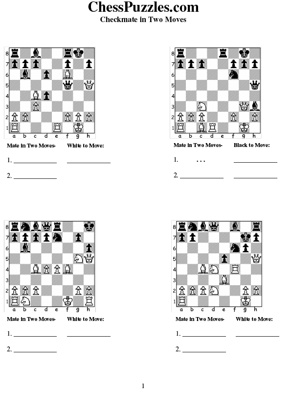 Free checkmate problem worksheets â chess puzzles