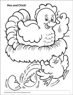 Hen and chick amazing animals coloring page printable coloring pages