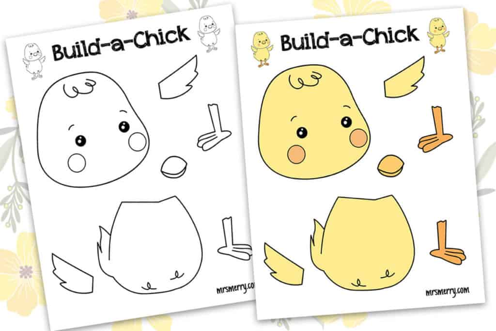 Free kids printable build a chick craft mrs merry