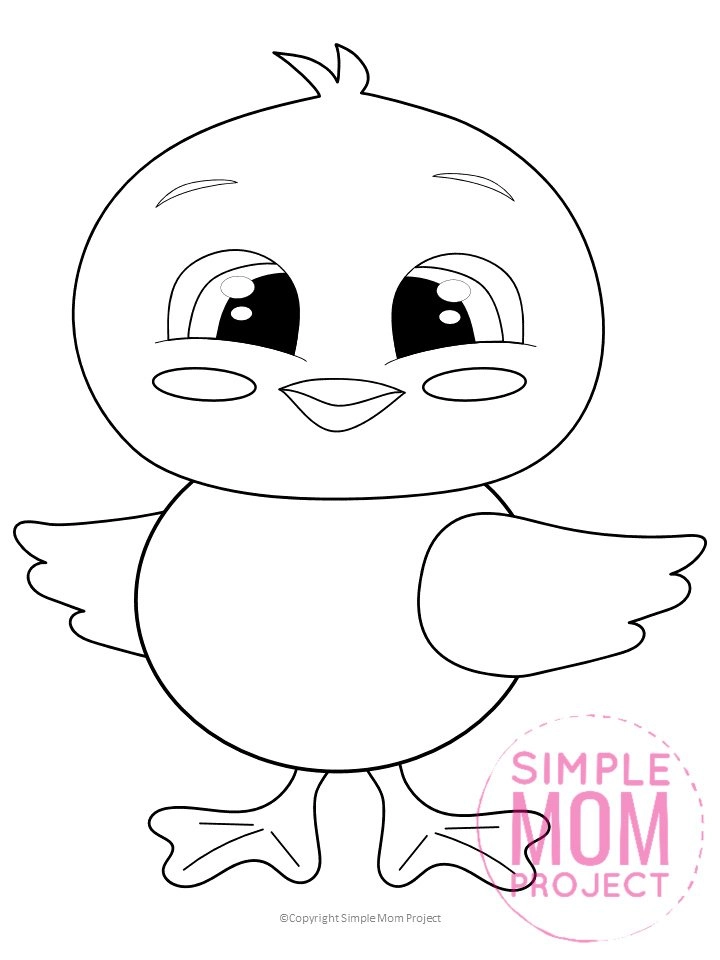 Free printable baby chick coloring page â simple mom project