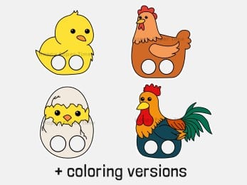 Chicken finger puppets with coloring