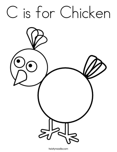 C is for chicken coloring page