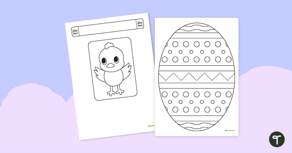 Easter egg and chick craft template teach starter