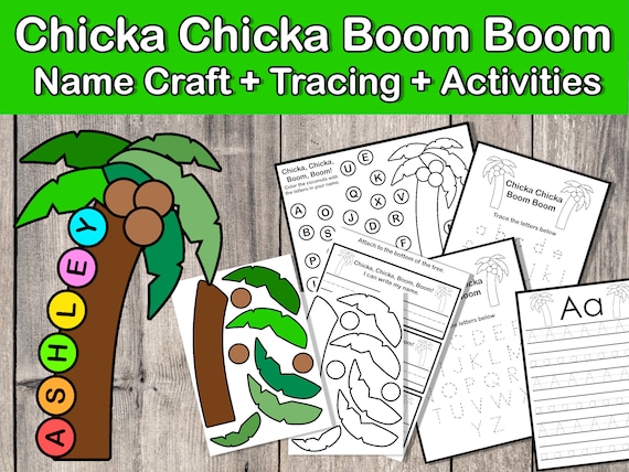 Digital chicka chicka boom boom story panion name craft activities trace a