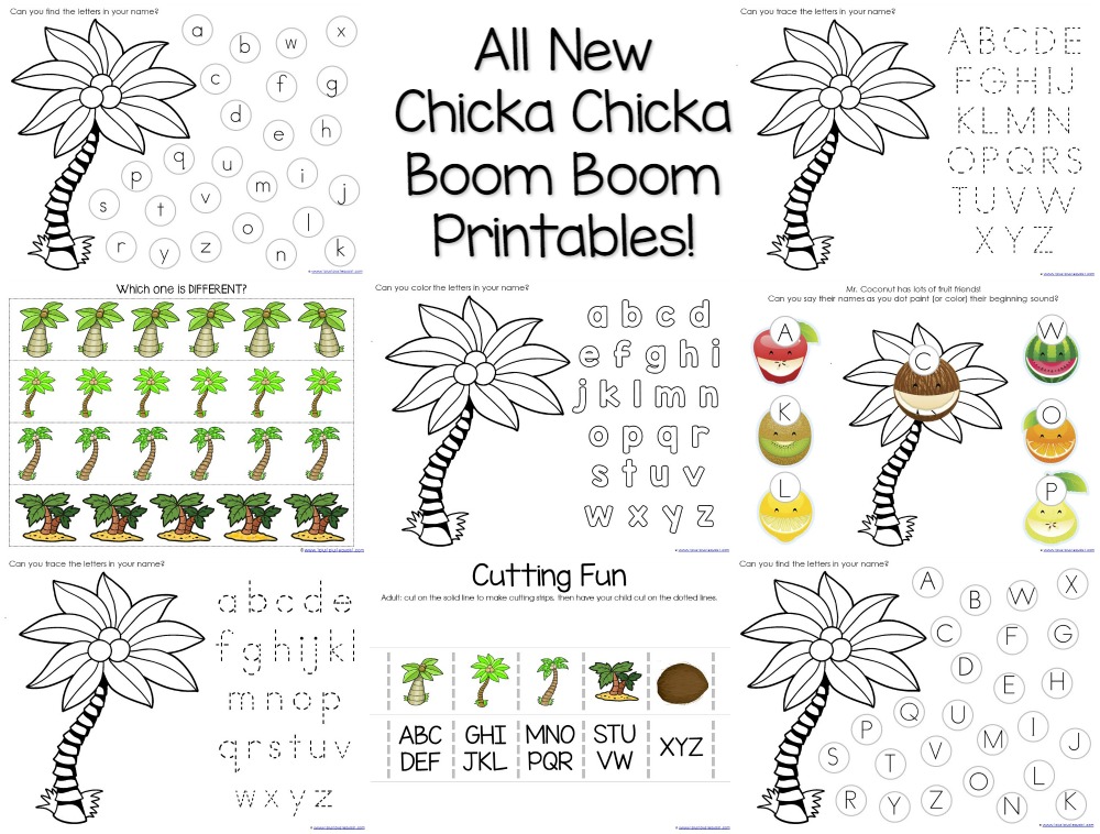 Chicka chicka boom boom theme printables