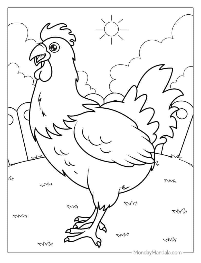 Chicken coloring pages free pdf printables