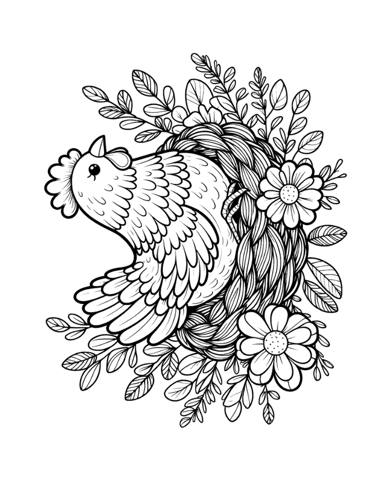 Free chicken coloring pages for kids