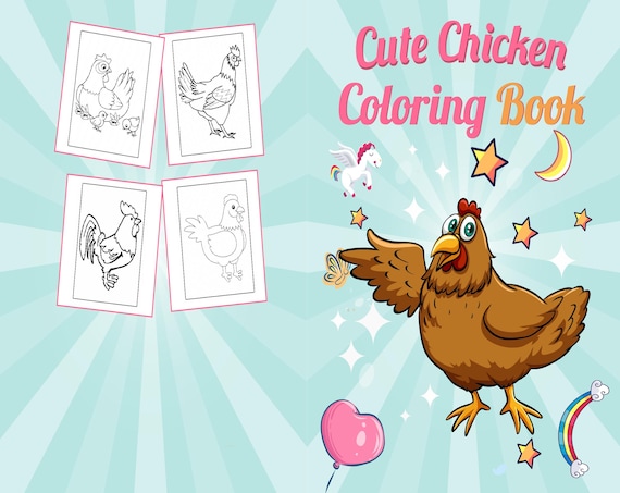 Cute chicken coloring book for kids x printable pdf file kids cute coloring pages for boys and girls ages