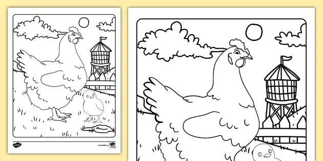 Hen and chick coloring sheet teacher made