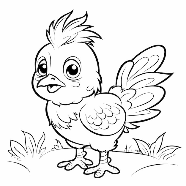 Premium vector hand drawn animal outline illustration cute baby chicken coloring pages for children