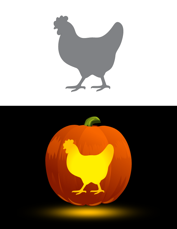 Printable hen pumpkin stencil