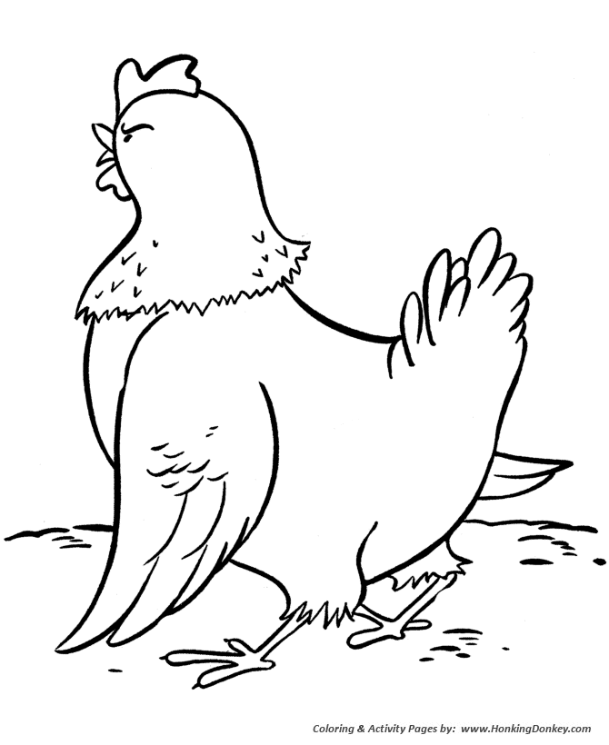 Farm animal coloring pages angry mother hen chickens coloring page and kids activity sheet