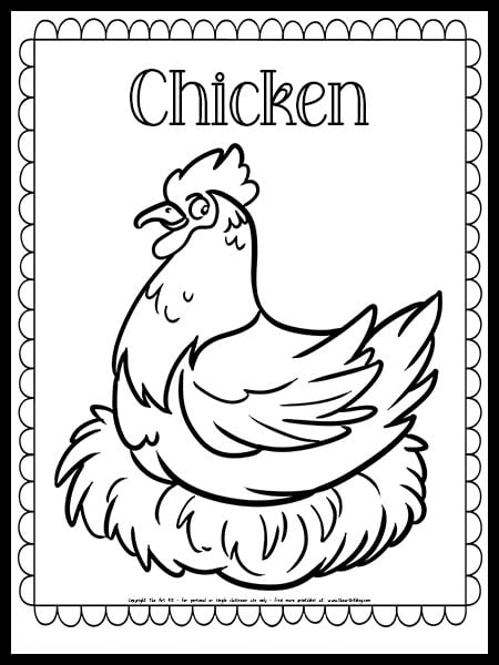 Chicken coloring page â the art kit