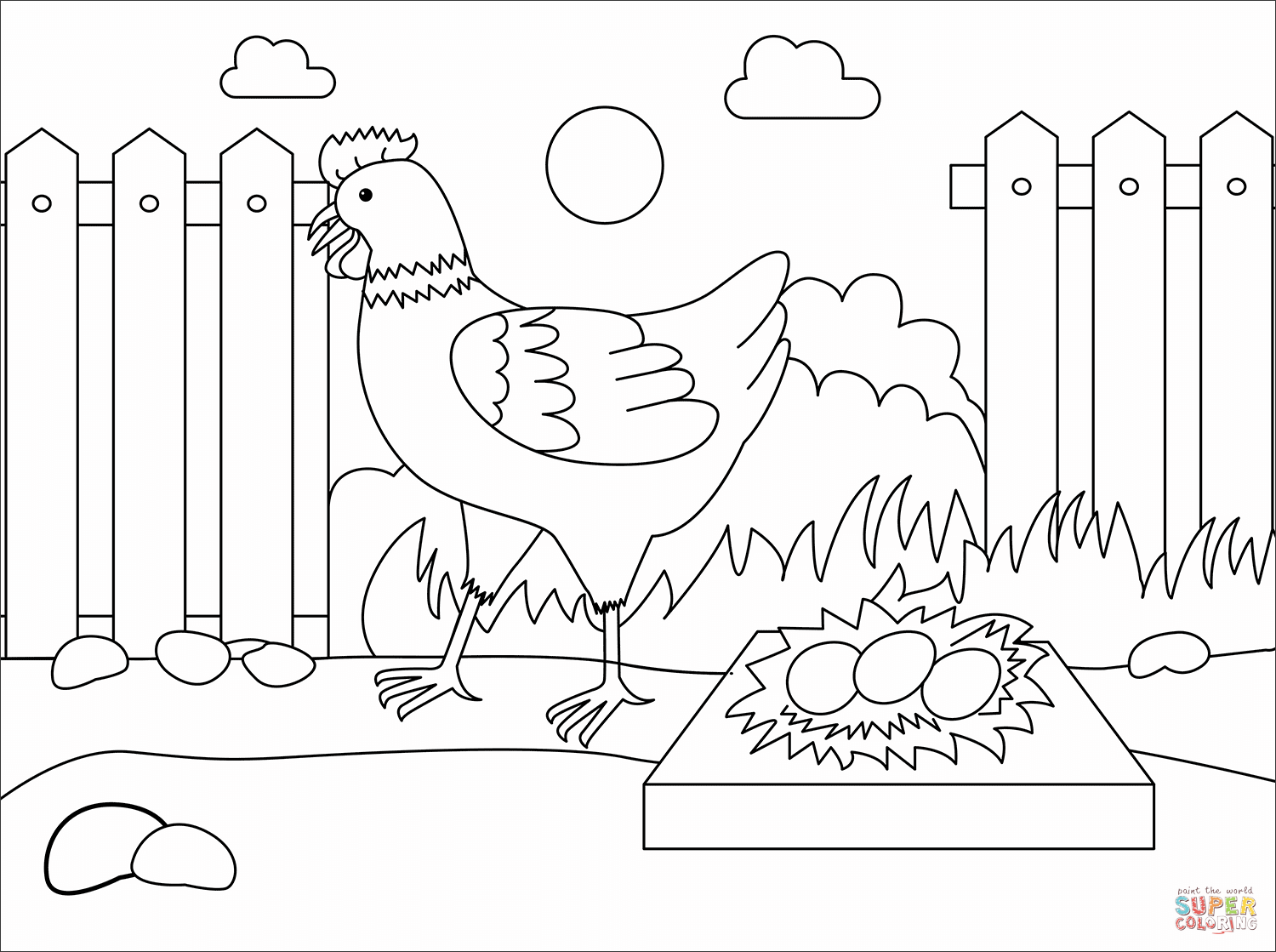 Chicken coloring page free printable coloring pages