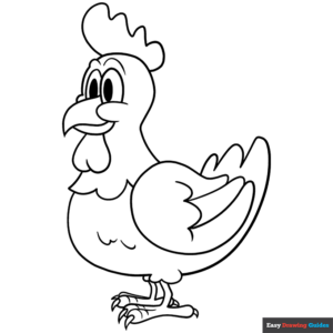 Cartoon chicken coloring page easy drawing guides
