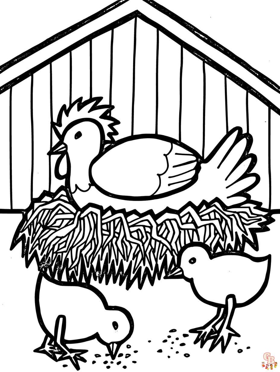 Free printable chicken coloring pages for kids
