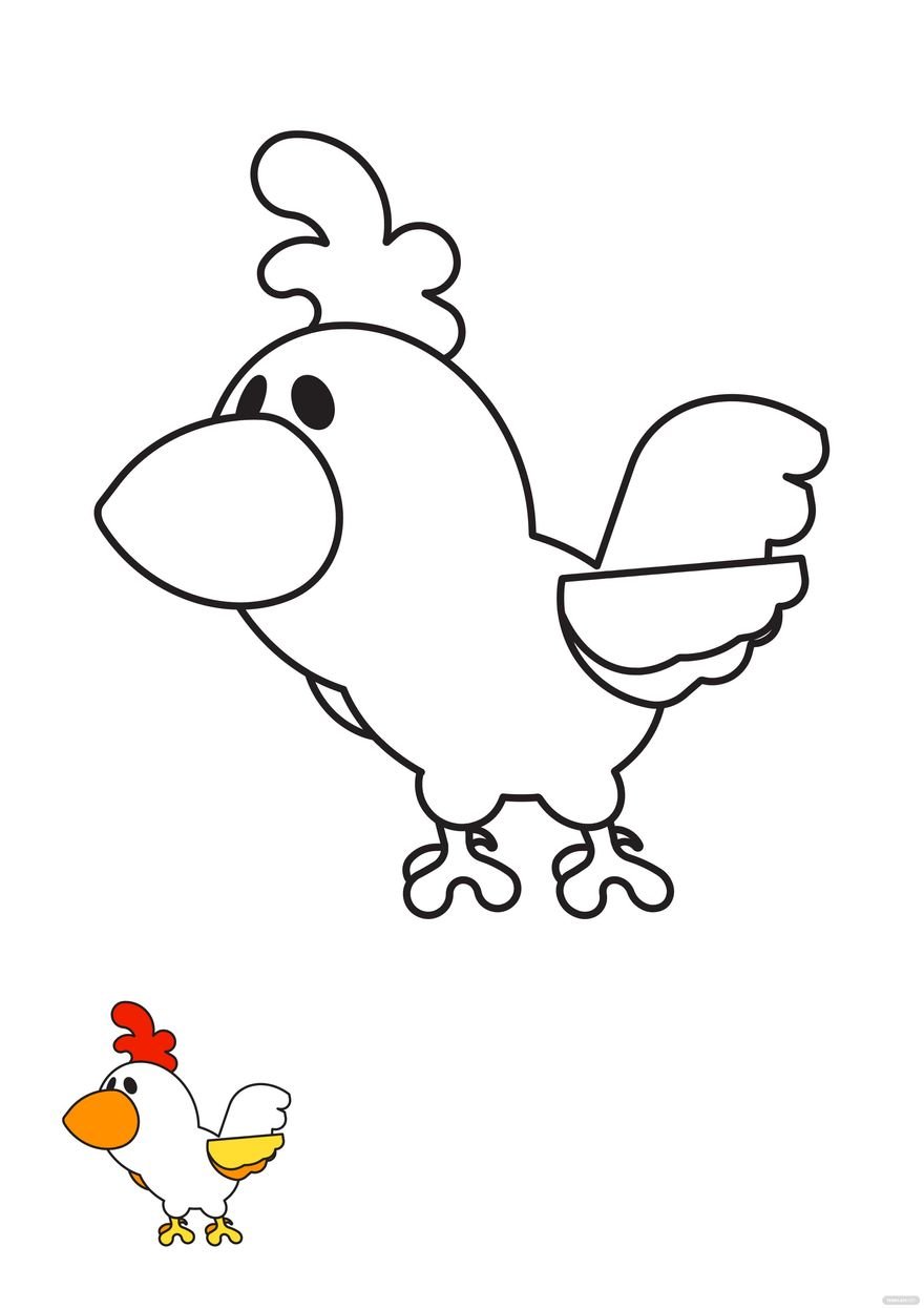 Free chicken cartoon coloring page