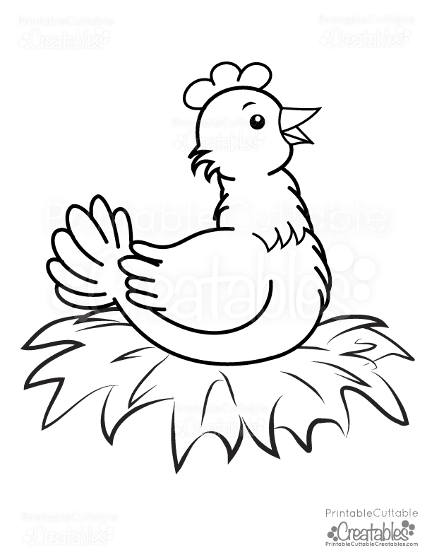 Cute chicken free printable coloring page