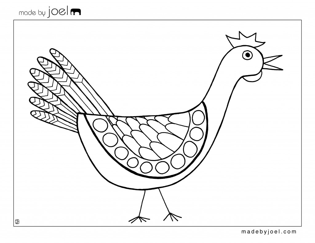 Chicken coloring sheet â made by joel