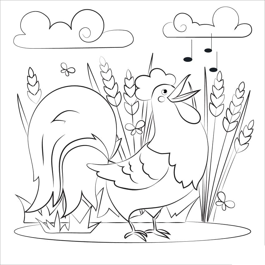 Free printable rooster coloring page