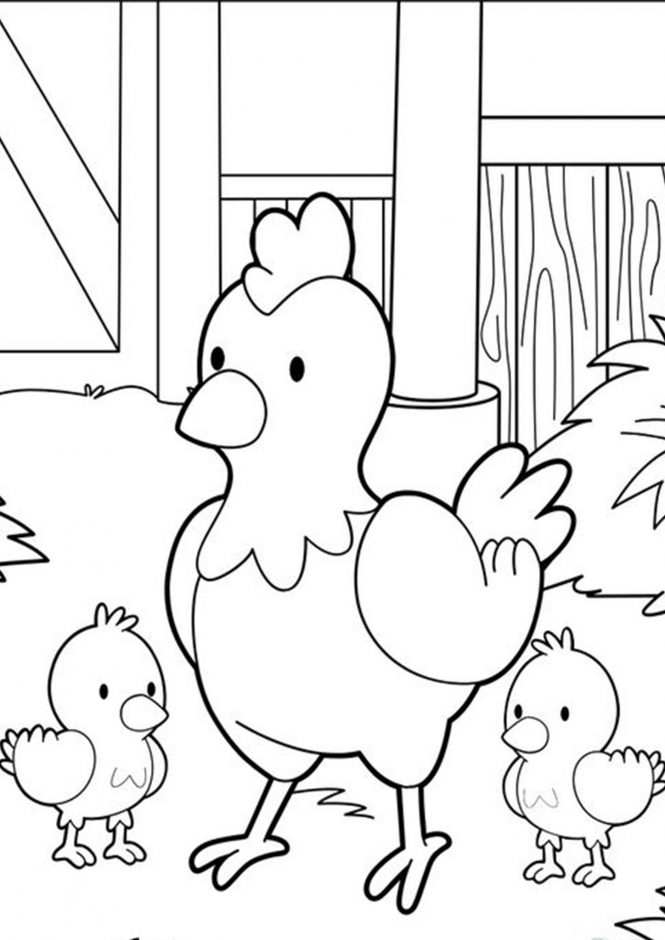 Free easy to print chicken coloring pages