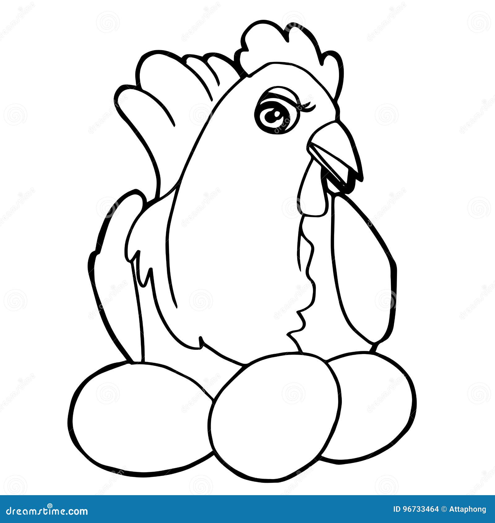 Cartoon cute chicken coloring page vector stock vector