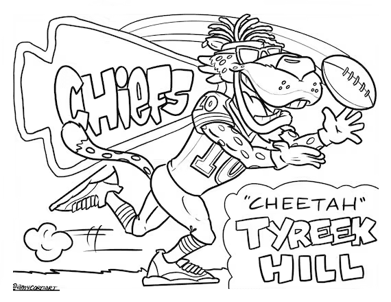 Kansas city chiefs tyreek hill cheetah coloring page