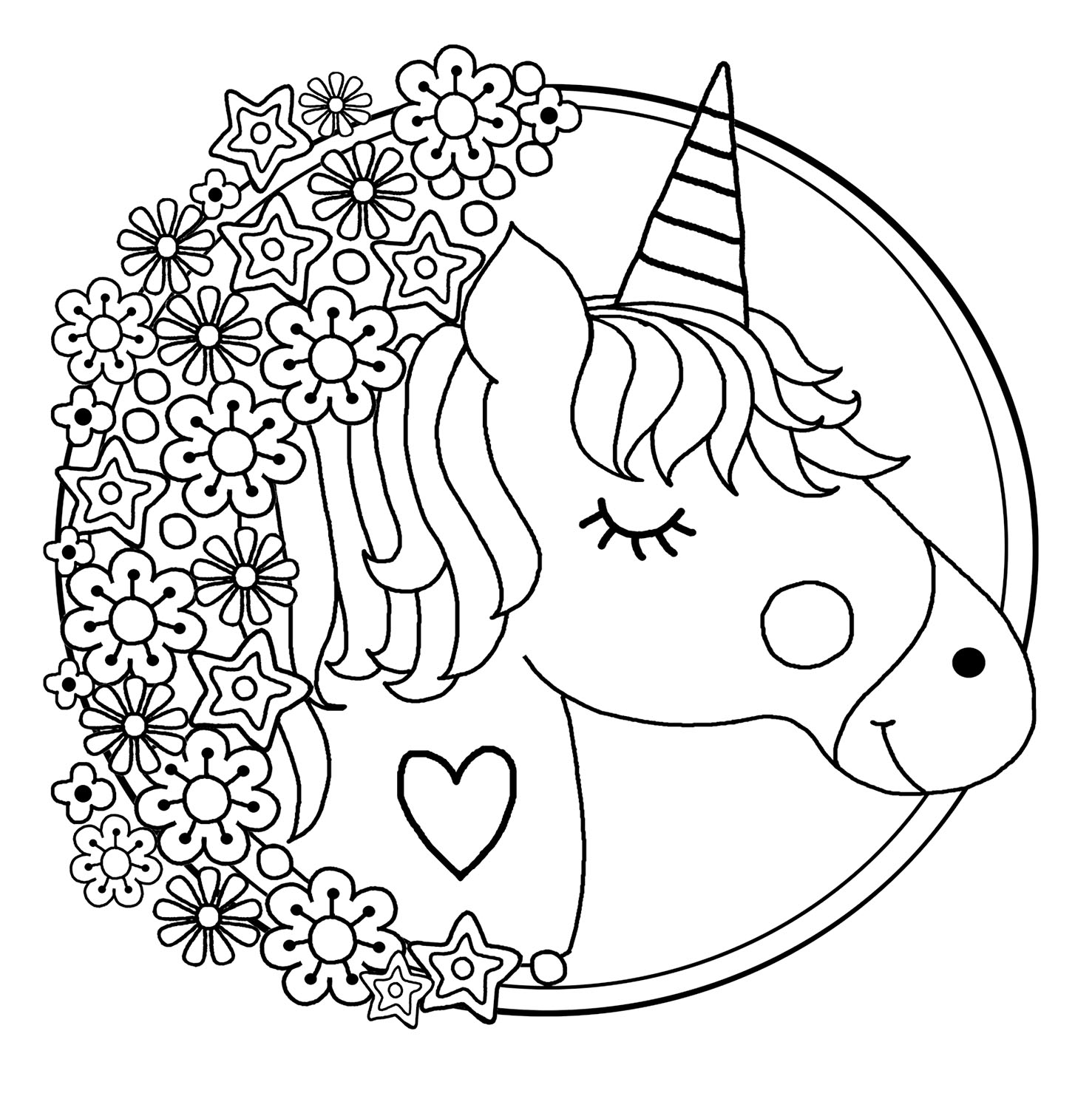 Unicorn coloring pages for kids