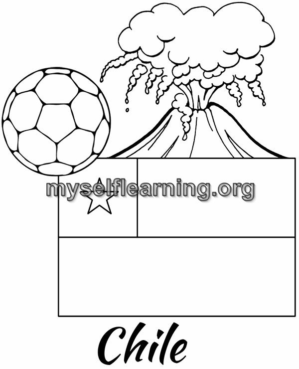 Chile flag educational coloring sheet instant download