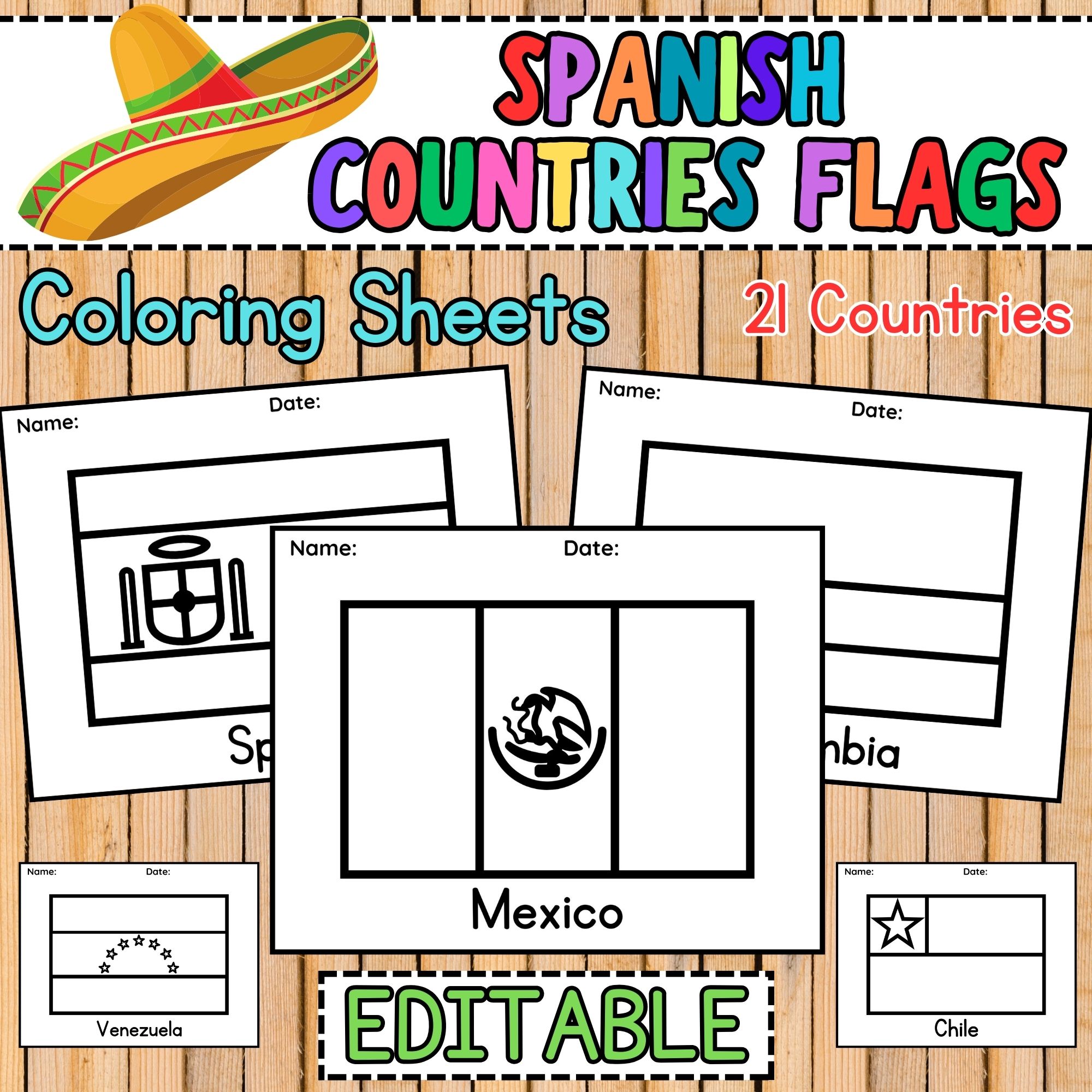 Spanish speaking countries flags coloring sheets hispanic countries flags made by teachers