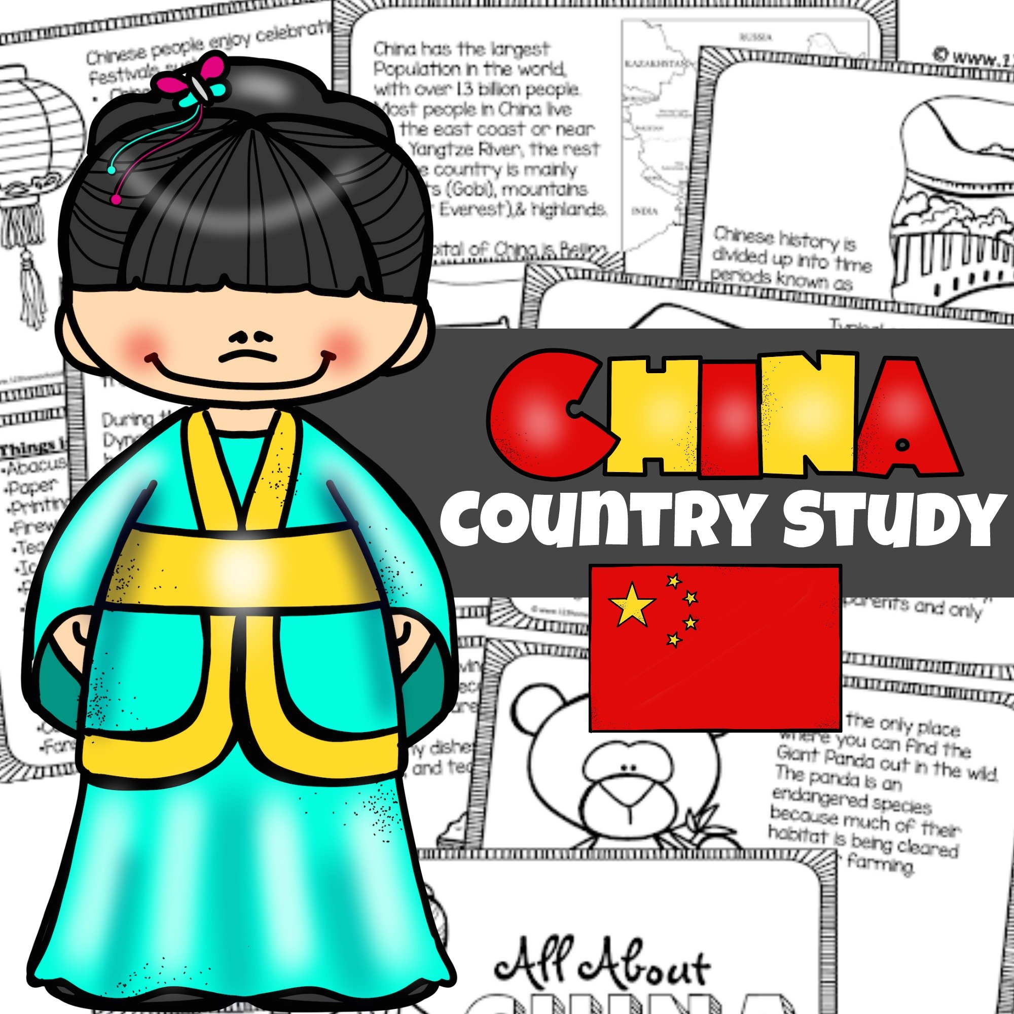 Free printable all about china book for kids book to color learn