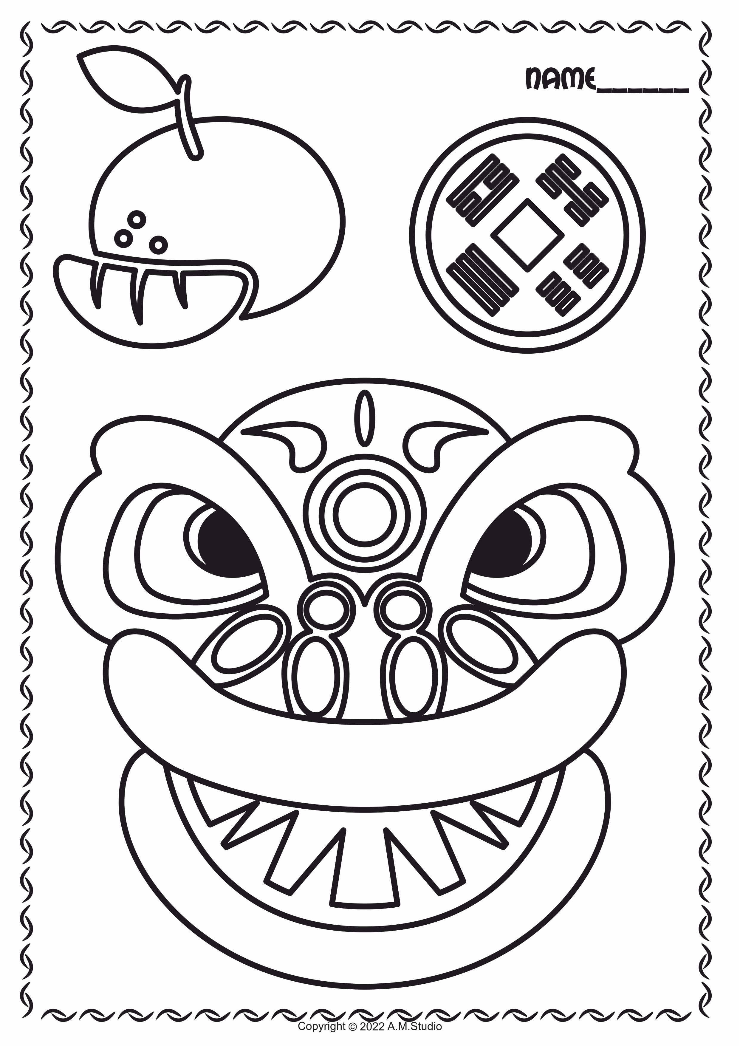 Chinese new year printable coloring pages for kids