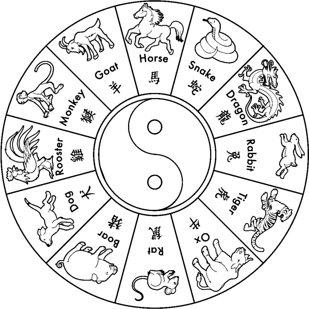 Chinese new year coloring pages