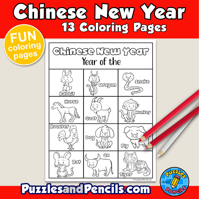 Chinese new year animal coloring chinese zodiac coloring pages made by teachers