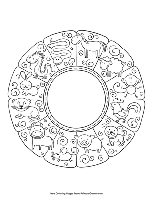 The chinese zodiac coloring page â free printable pdf from