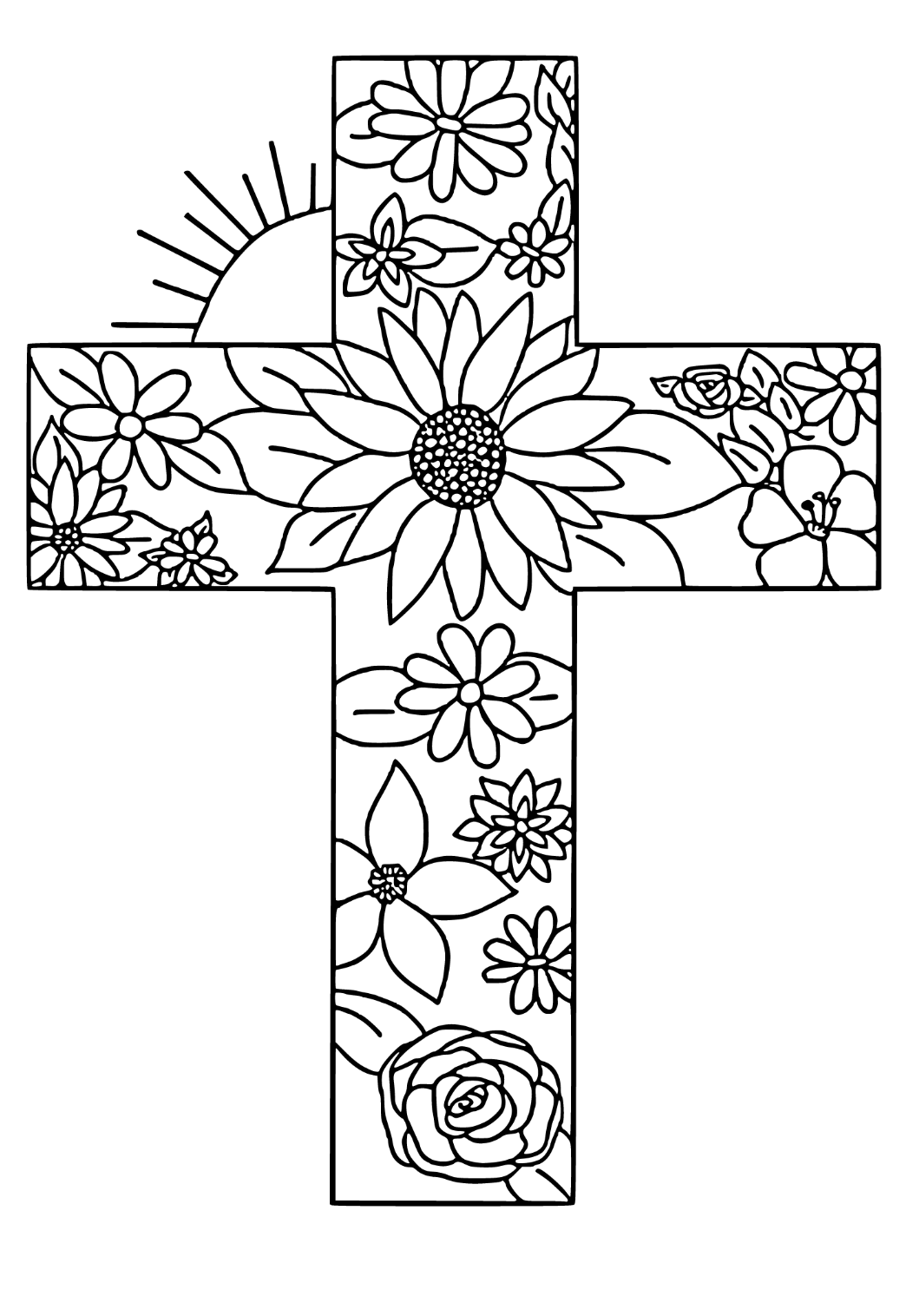 Free printable christian sunflower coloring page for adults and kids