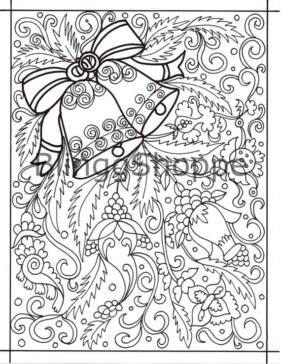 Christmas bells coloring pages christmas adult coloring pages printable christmas coloring pages instant download