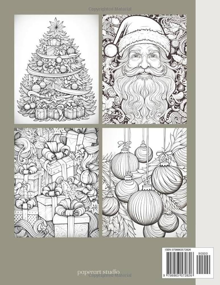 Merry christmas adult coloring book christmas designs for relaxation and stress relief studio paperart books