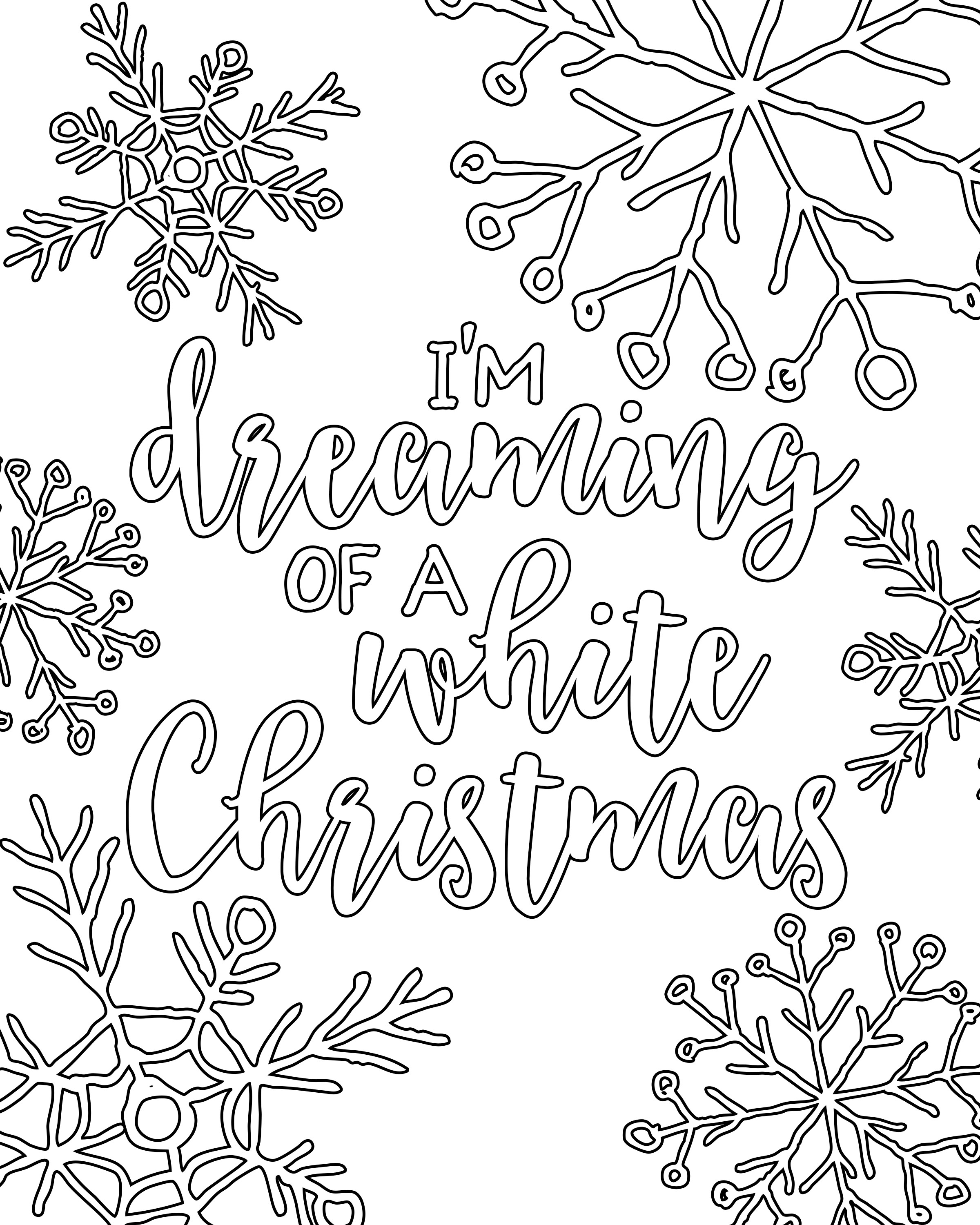 Free printable white christmas adult coloring pages