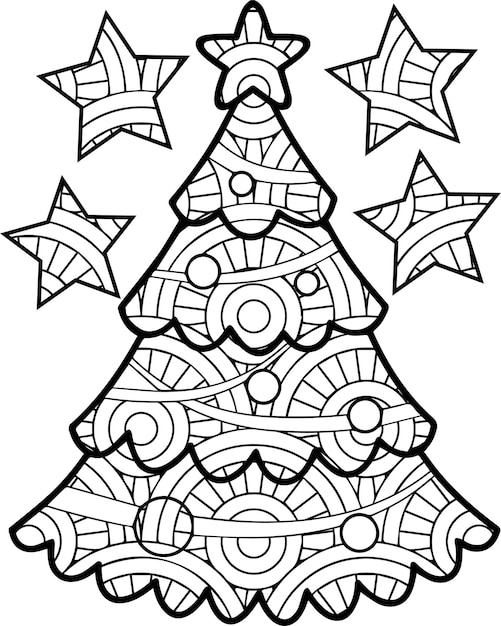 Premium vector christmas coloring page for adult and kids