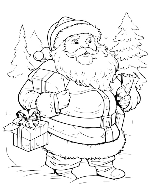 Premium vector christmas coloring page for adult