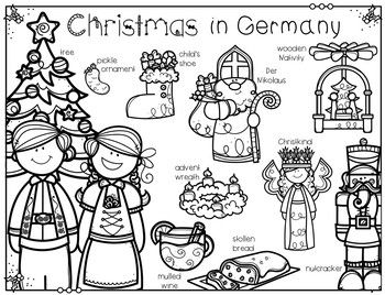 Christmas around the world vocabulary coloring pages growing bundle christmas in germany christmas in england christmas crafts around the world