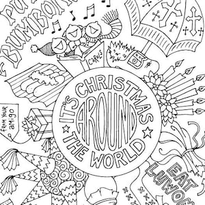 Holiday around the world coloring page