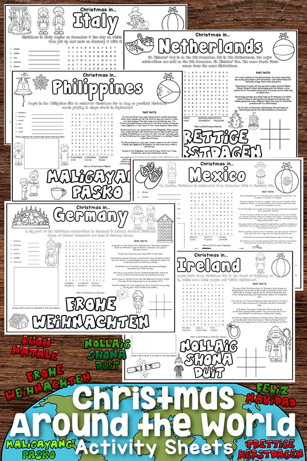 Christmas around the world worksheets for kids free printable