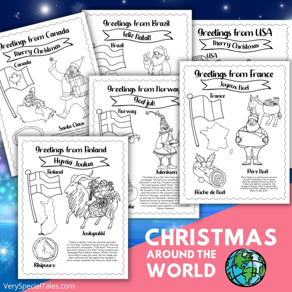 Christmas around the world printable coloring activity â very special tales